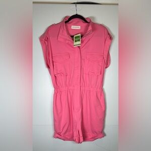 NWT Pink Shorts Romper by Pants Store. Zip Up Front, Elastic Waist w/ Pockets.